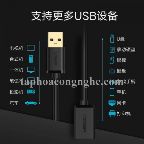 Ugreen 10488 0.5M màu Trắng Cáp tín hiệu nối dài USB 3.0 cao cấp US129 30010488